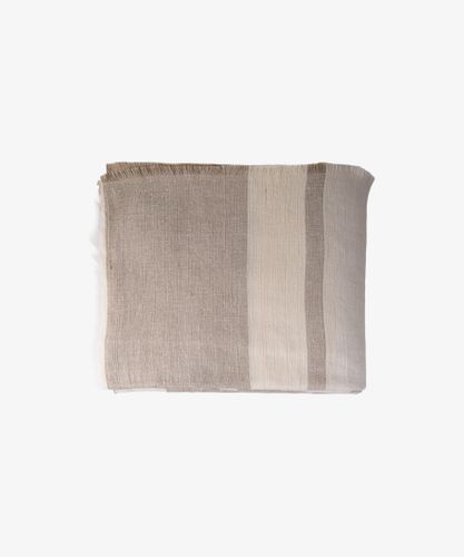 Stripe Linen Tablecloth Stone Large