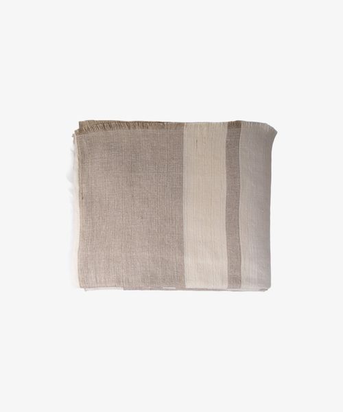 Stripe Linen Tablecloth Stone Large