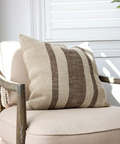 Heavy Linen Stripe Cushion Cover Olive