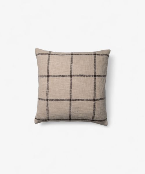 Check Cushion Cover Ivory Brown