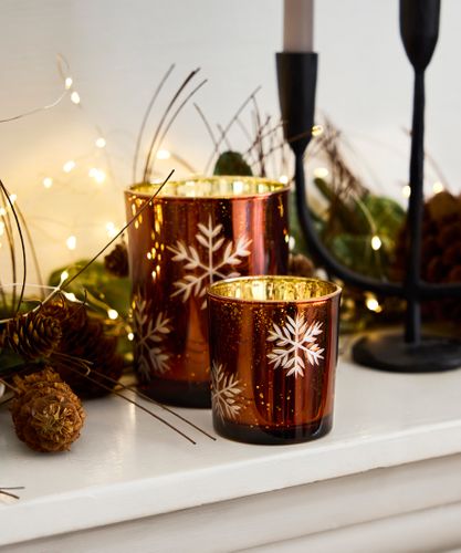 Etched Votive Amber Large