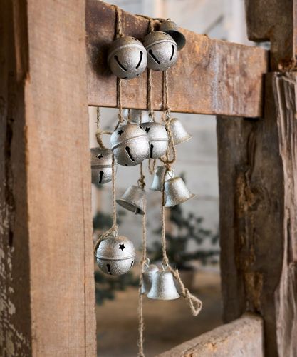 Bell Garland Crackle Silver