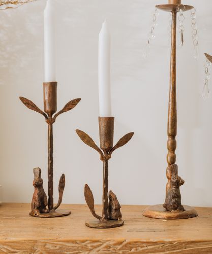 Rabbit & Leaf Candleholder Small