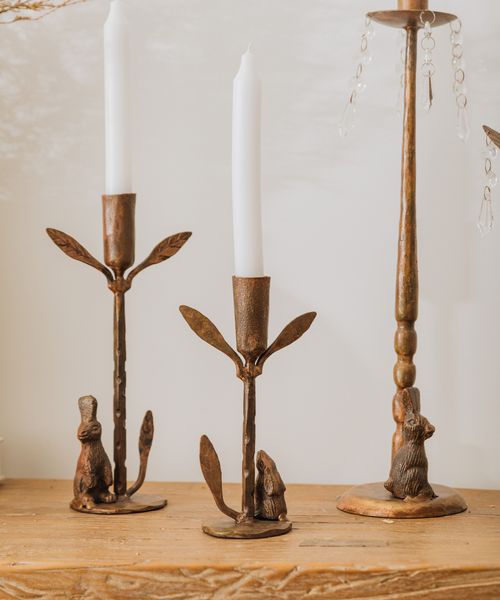 Rabbit & Leaf Candleholder Small