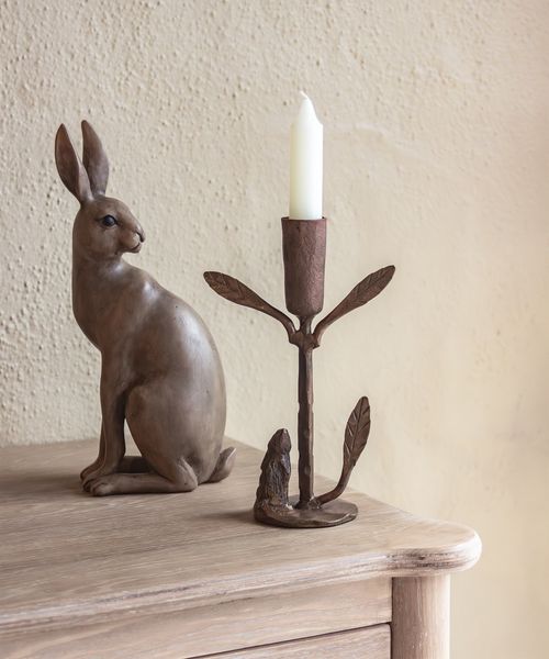 Rabbit & Leaf Candleholder Small
