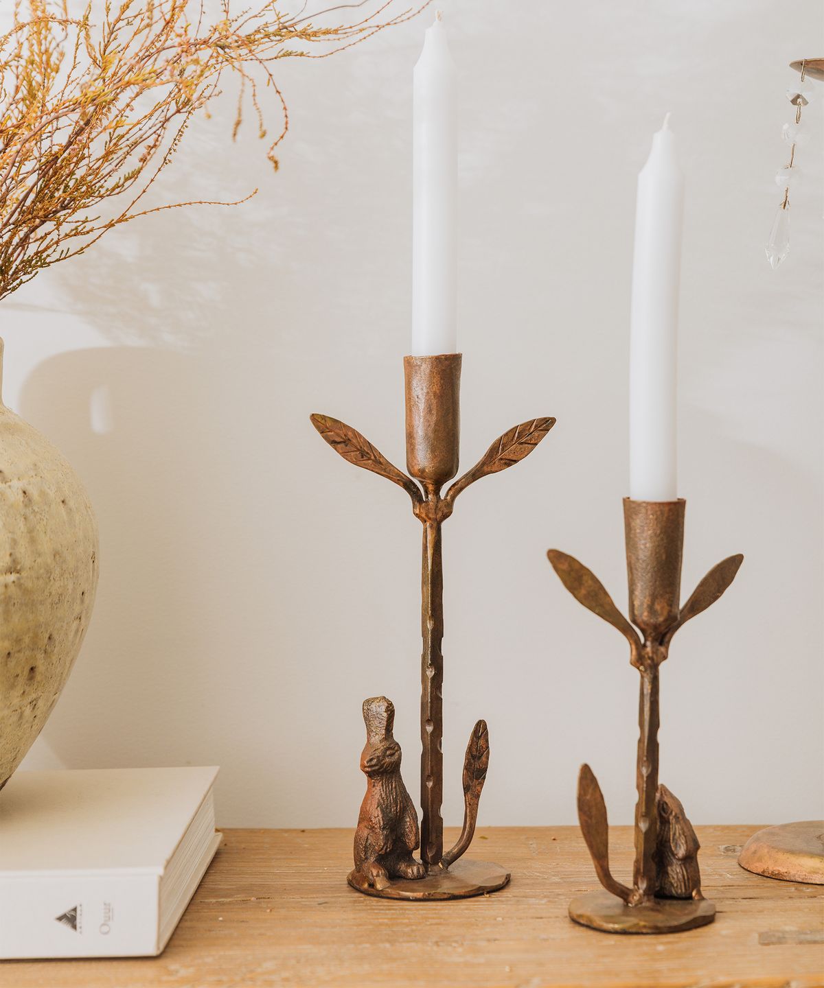 Rabbit & Leaf Candleholder Medium