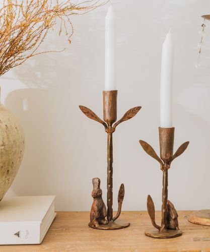 Rabbit & Leaf Candleholder Medium