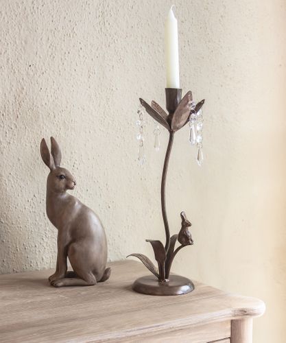 Rabbit & Crystal Candleholder Tall