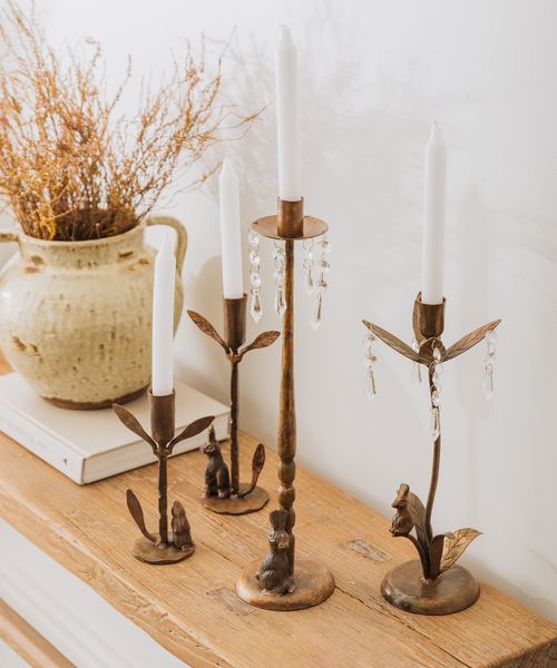 Rabbit & Crystal Candleholder X-Tall
