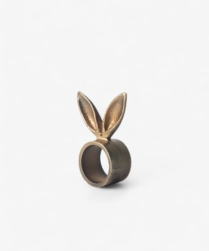 Rabbit Ears Napkin Ring Antique Brass