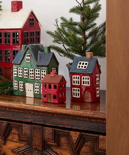 Alsace Tea Light House Navy Roof