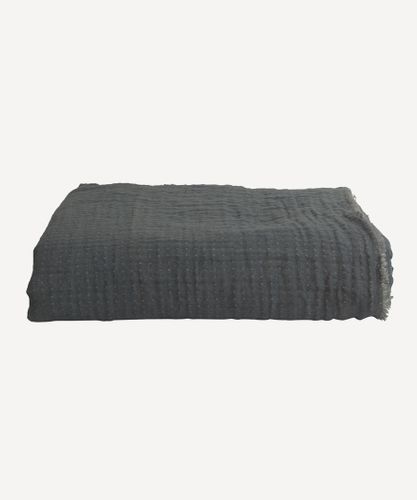 Textured Cotton Blanket Grey