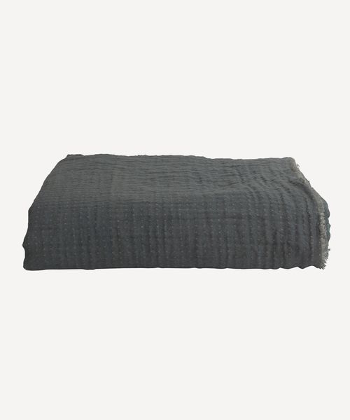 Textured Cotton Blanket Grey