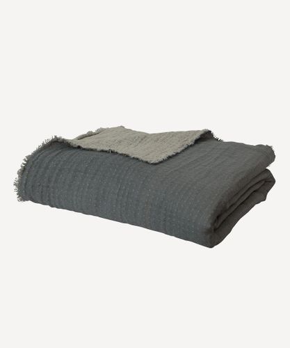 Textured Cotton Blanket Grey