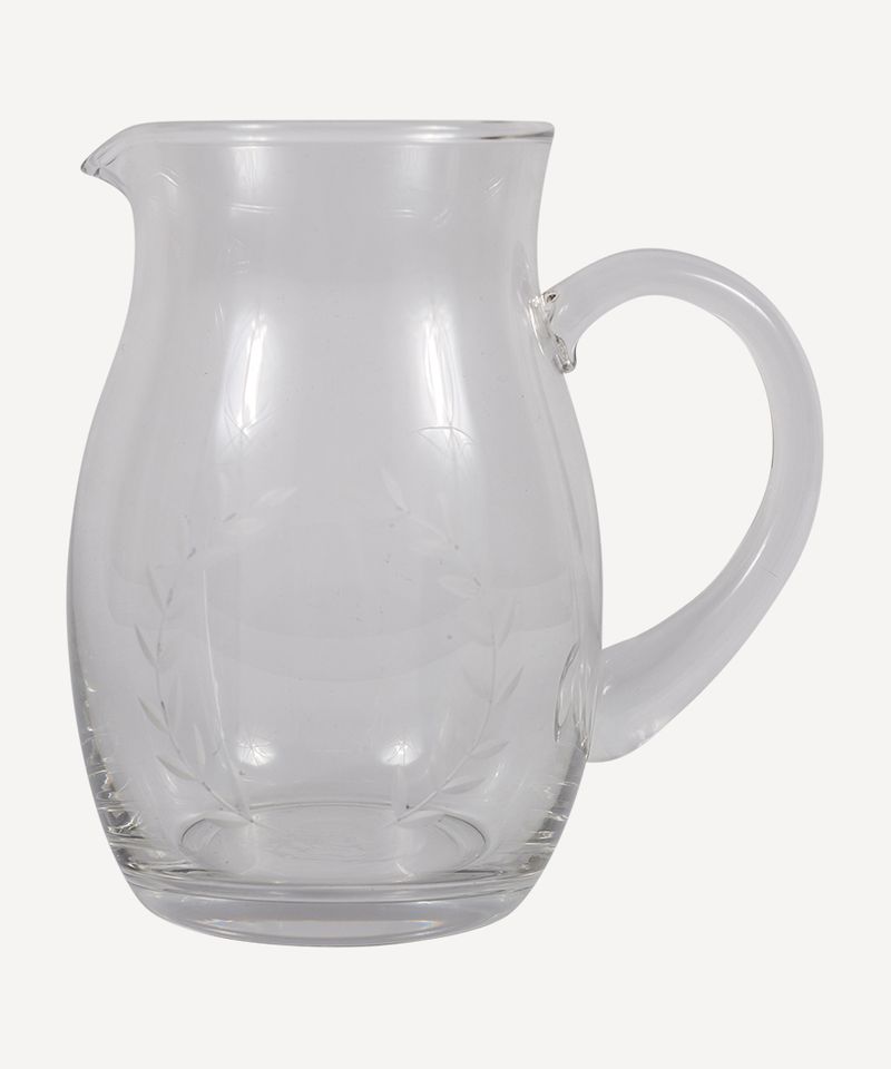 Wreath Etched Glass Jug