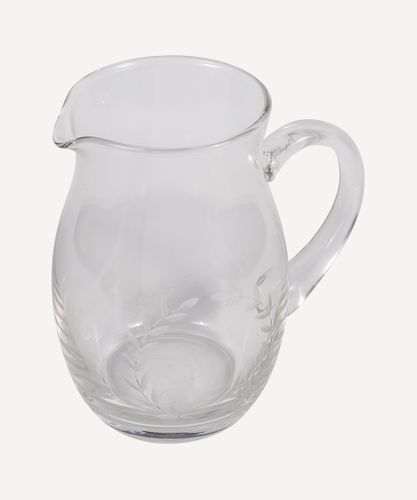 Wreath Etched Glass Jug