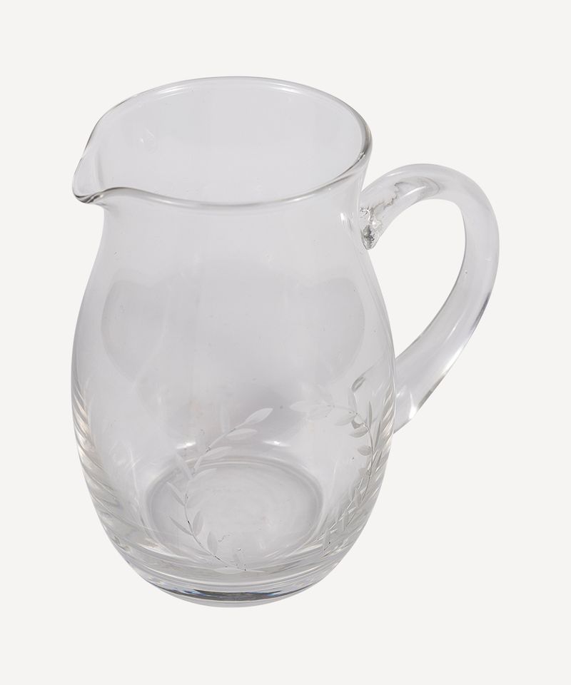 Wreath Etched Glass Jug