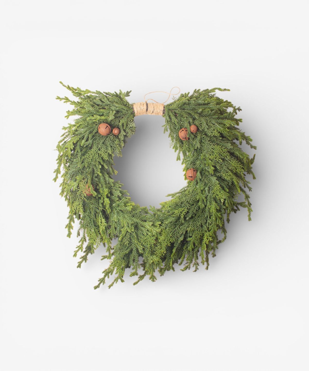 Pine Heart Wreath with Bells Large