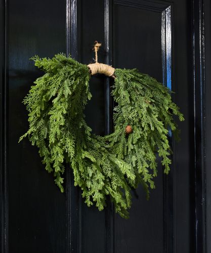Pine Heart Wreath with Bells Large