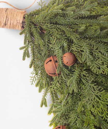 Pine Heart Wreath with Bells Large