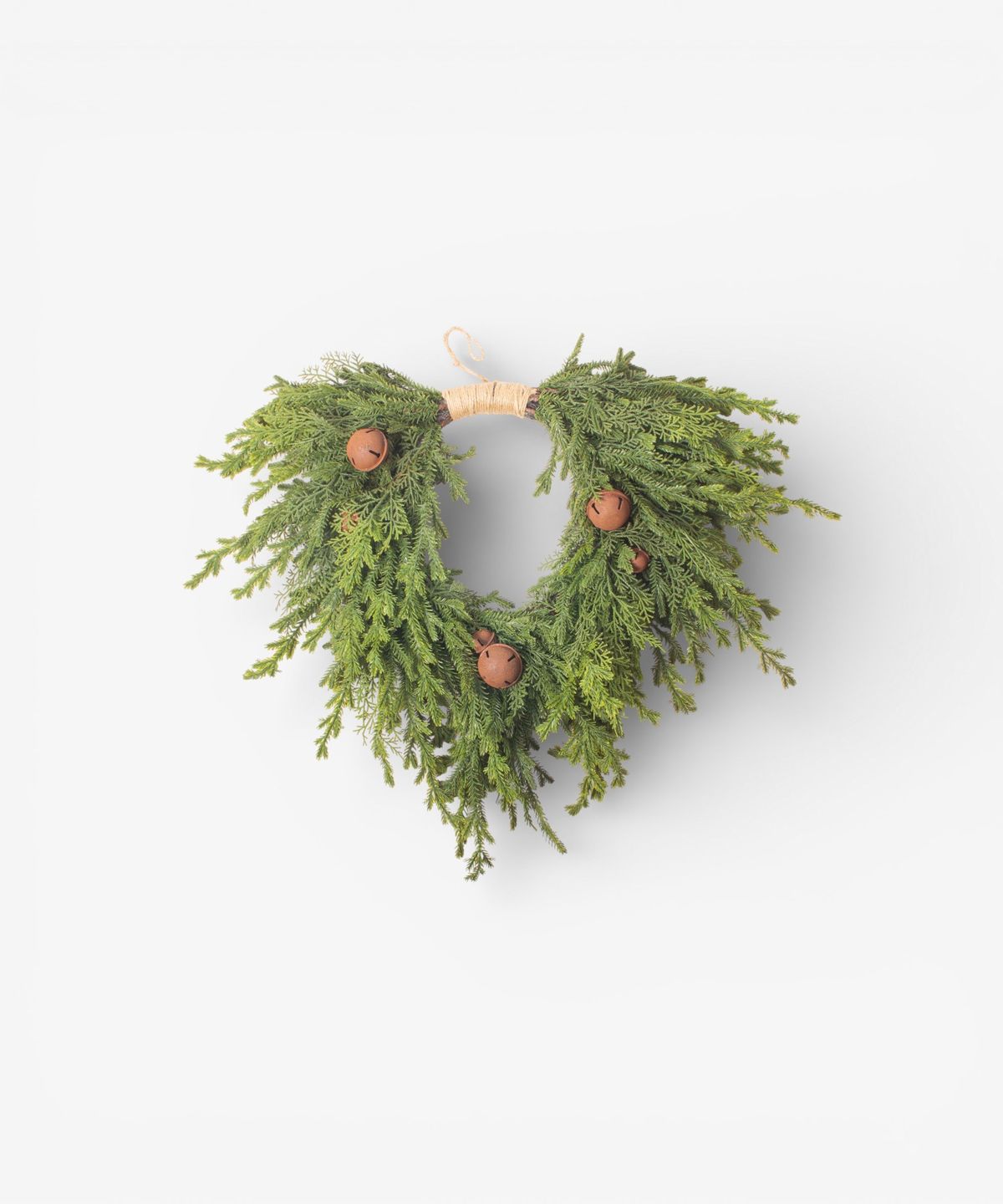 Pine Heart Wreath with Bells Small