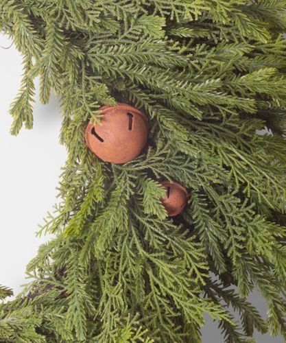 Pine Heart Wreath with Bells Small