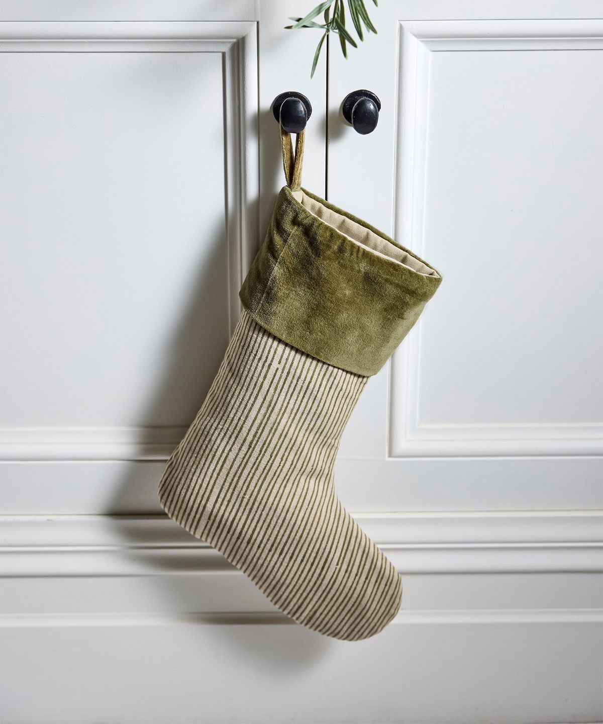 Striped Green Stocking Velvet