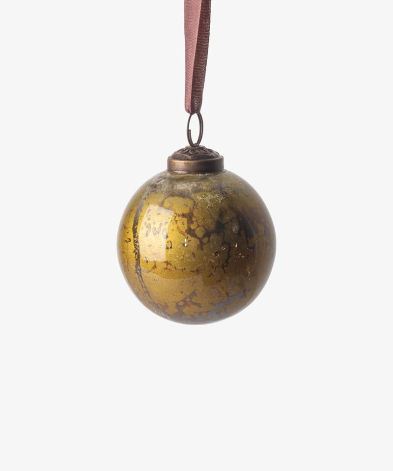 Marbleized Bauble Bronze Gold 8cm