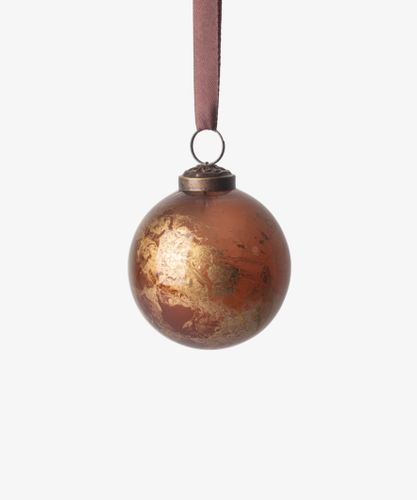 Marbleized Bauble Golden Brown 8cm