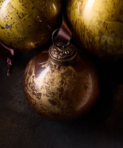Marbleized Bauble Golden Brown 8cm
