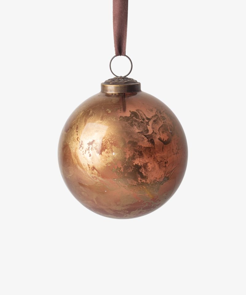 Marbleized Bauble Golden Brown 10cm