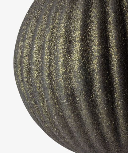 Stripe Glitter Bauble Green 10cm