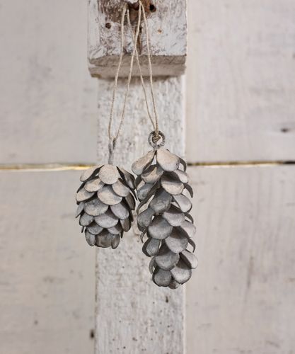 Hanging Pinecone Long Ash Grey