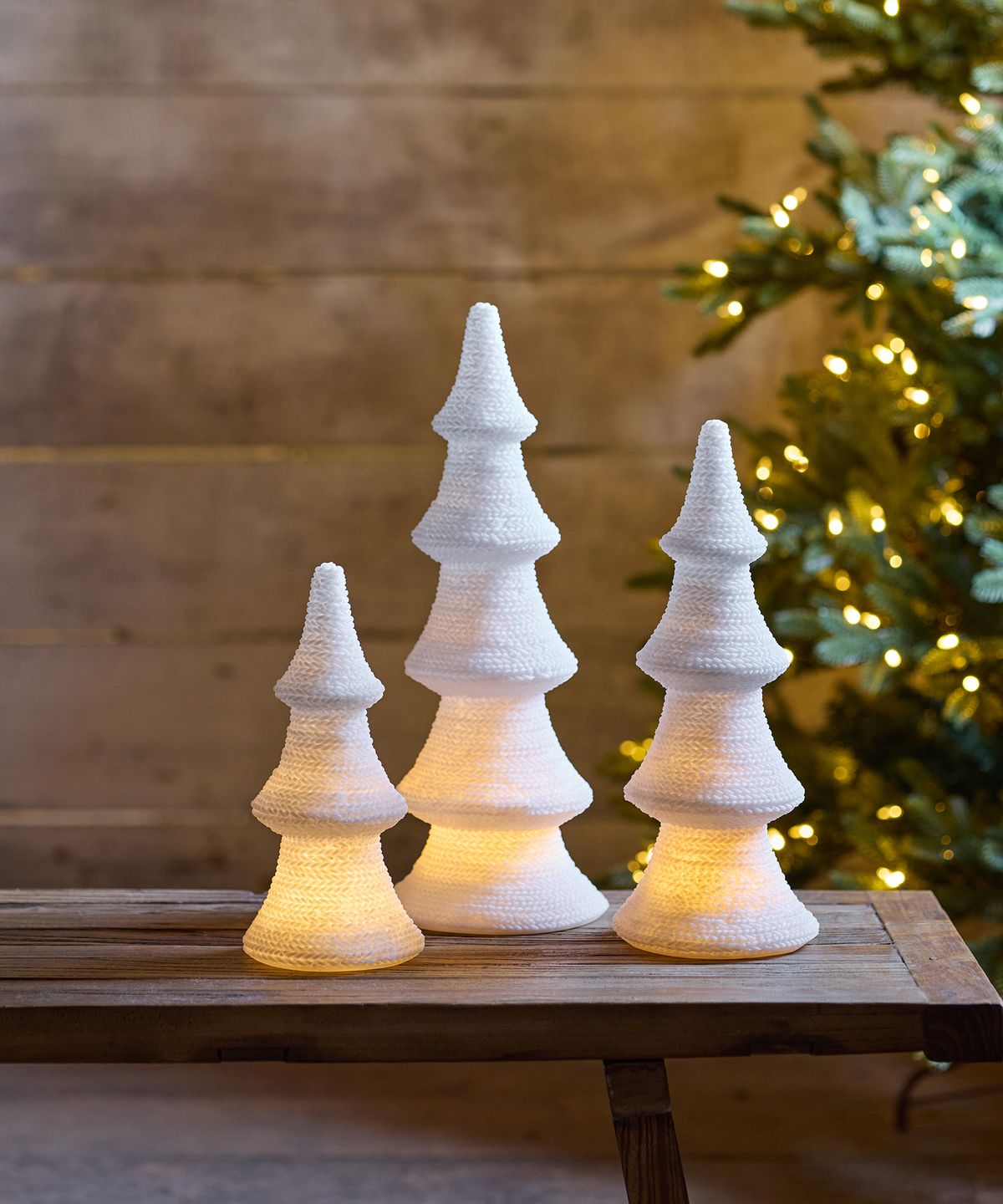 Woven Cone Tree Light Up Large