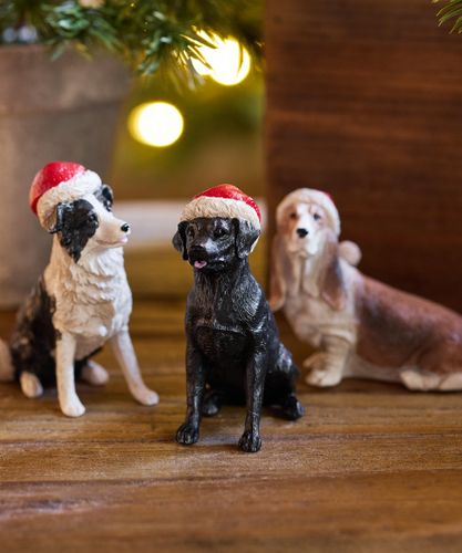 Black Dog with Santa Hat