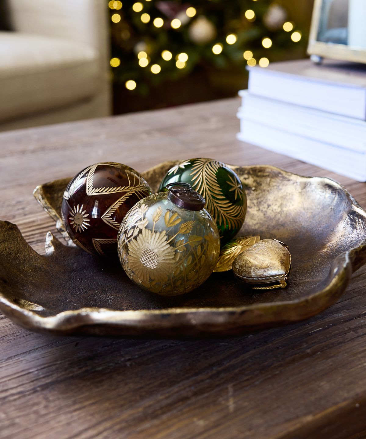 Amina Glass Bauble Amber/Gold