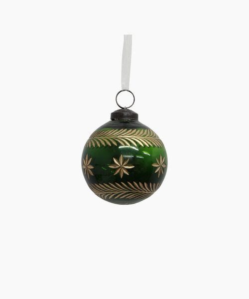 Amina Glass Bauble Green/Gold