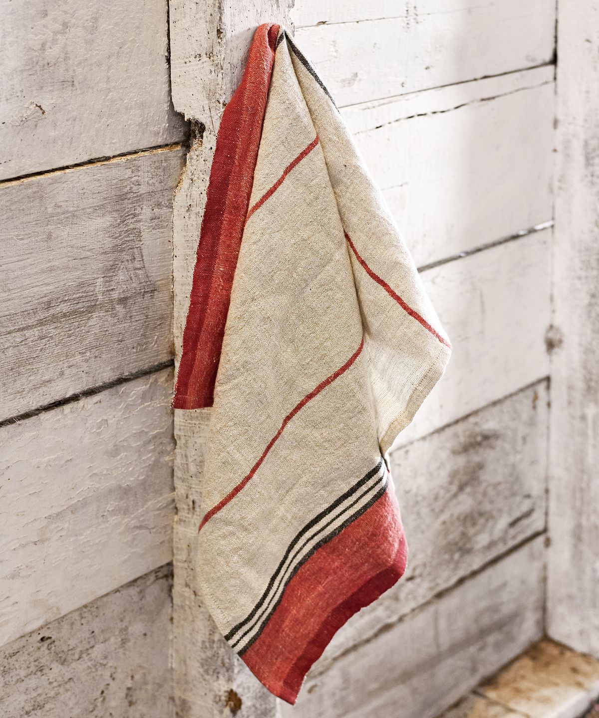 Red Selvedge Stripe Linen Teatowel