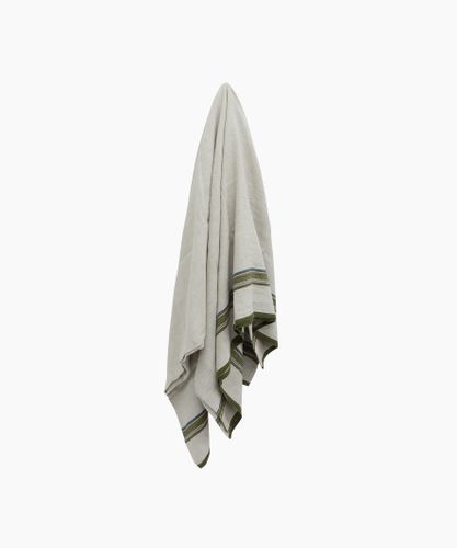 Green Selvedge Stripe Linen Tablecloth