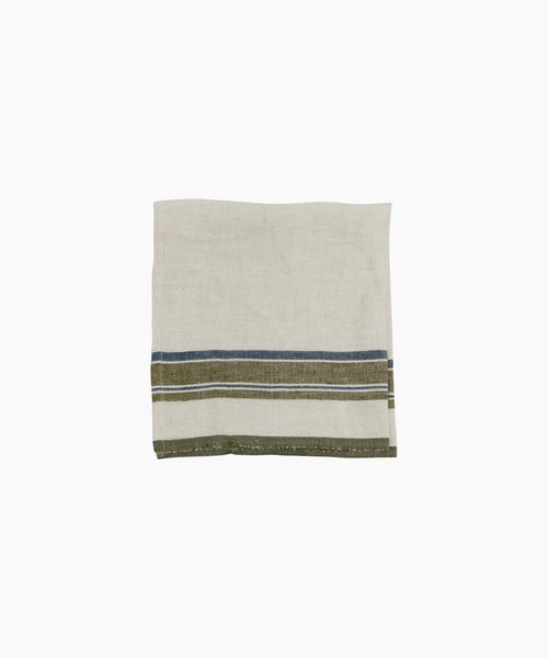 Green Selvedge Stripe Linen Napkin