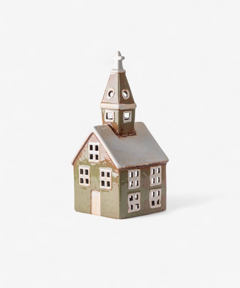 Alsace Tealight Church Olive Green