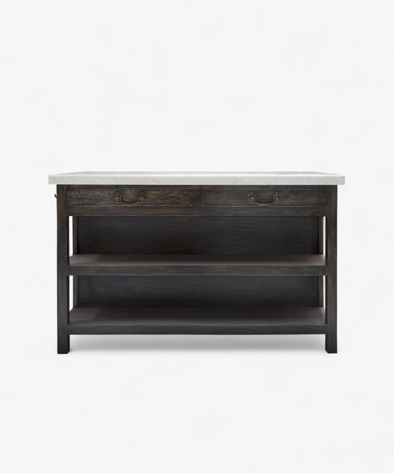 Lars Aged Black Kitchen Island Large