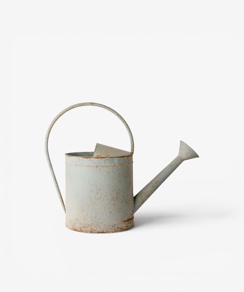 Vintage Metal Watering Can Antique Blue
