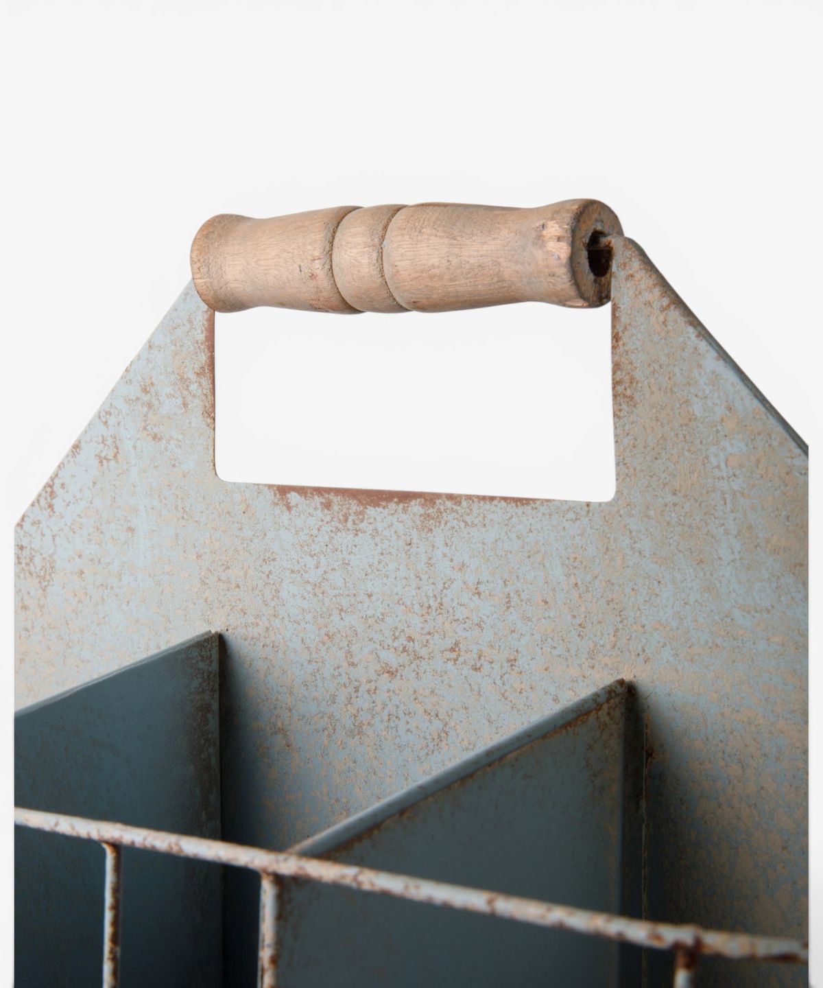 Vintage Metal Garden Tool Crate Antique Blue