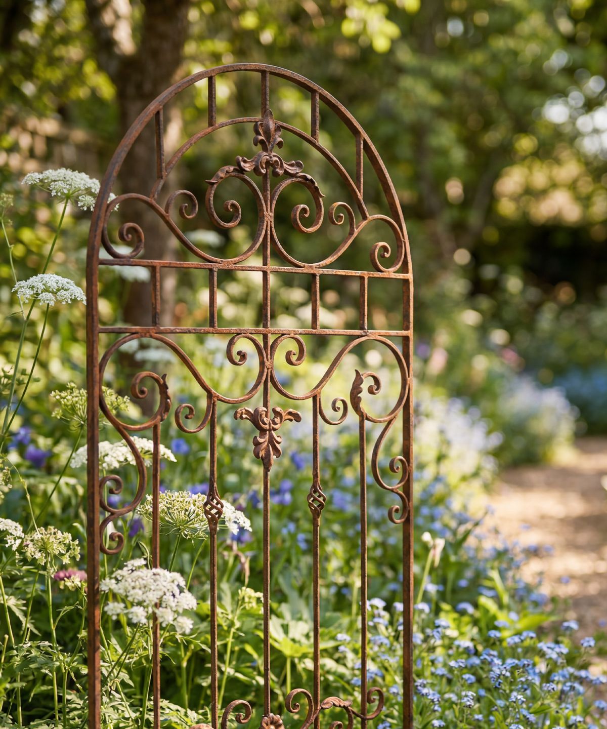 Eden Arched Scroll Iron Garden Panel