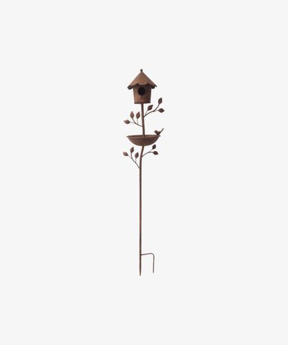 Birdhouse Garden Stake Brown