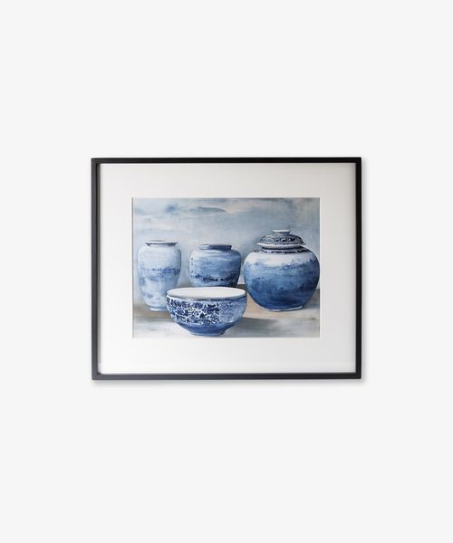 Blue Chinoiserie Vases Wall Art Small