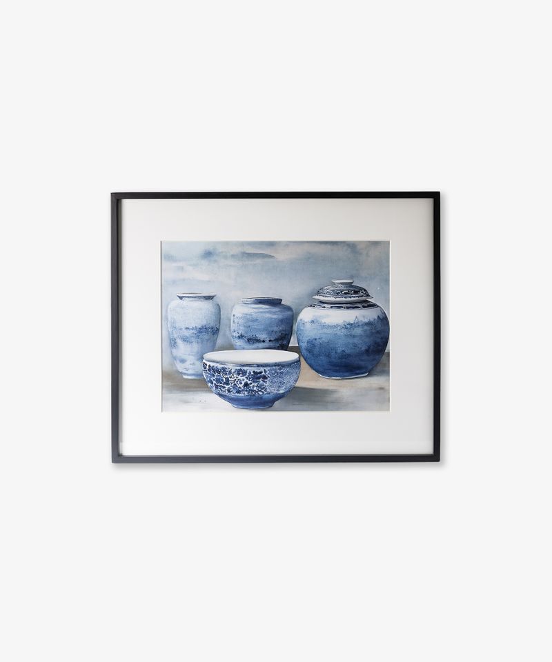 Blue Chinoiserie Vases Wall Art Small