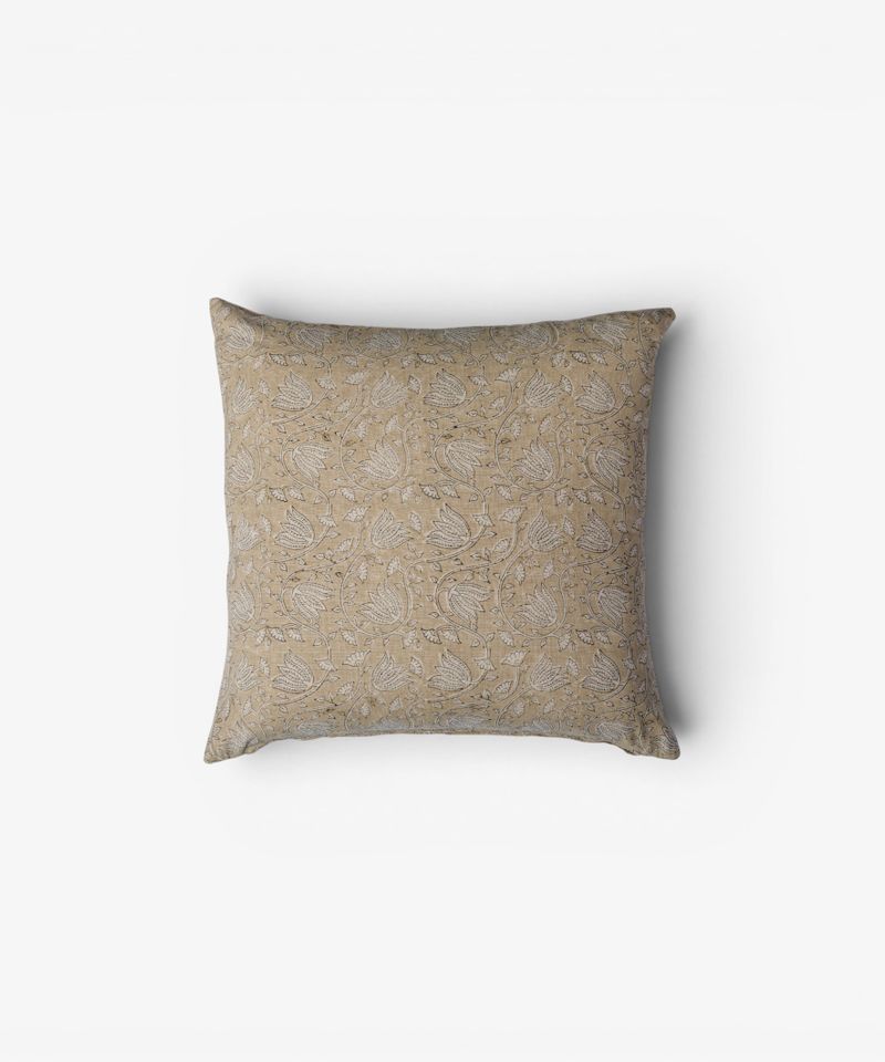Lotus Handblocked Cushion Cover