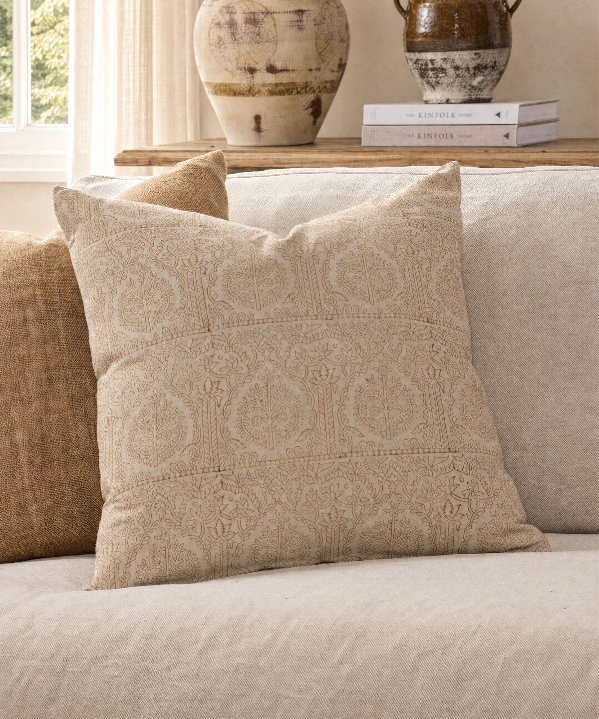 Sandstone Handblocked Cushion Cover